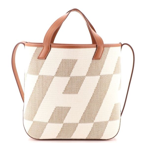 Hermes Cabas H en Biais Tote Canvas with Leather 27 Brown - Picture 4 of 7